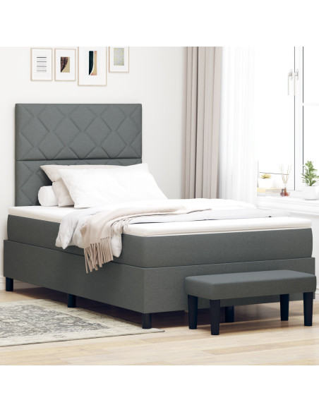 Letto con Box Spring con Materasso e Panchina Grigio Scuro 120x190 cm Tessuto