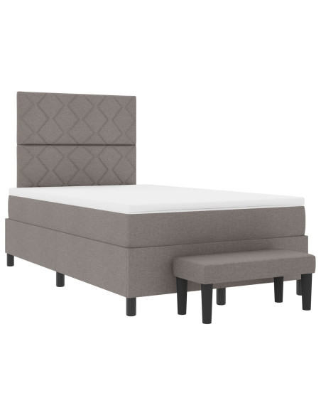 Letto a Molle  con Materasso e Panchina Taupe 120x190 cm Tessuto