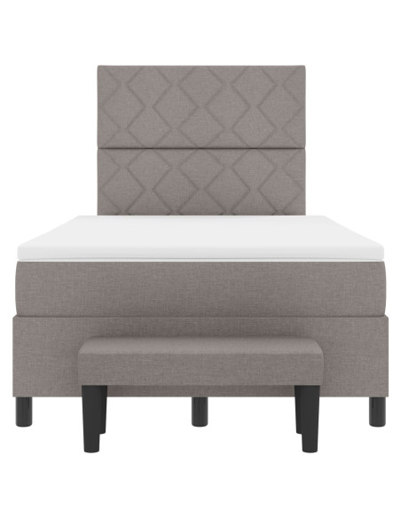 Letto a Molle  con Materasso e Panchina Taupe 120x190 cm Tessuto