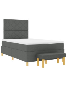 Letto a molle con materasso Grigio scuro 120 x 190 cm Tessuto 2