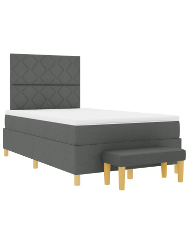 Letto a molle con materasso Grigio scuro 120 x 190 cm Tessuto