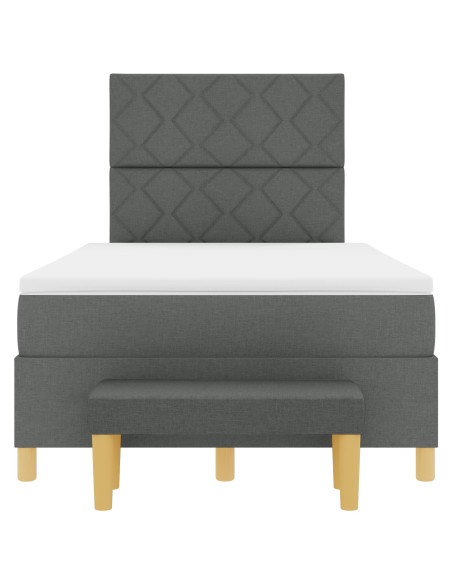 Letto a Box Spring  con Materasso & Panca Grigio Scuro 120x190 cm Tessuto