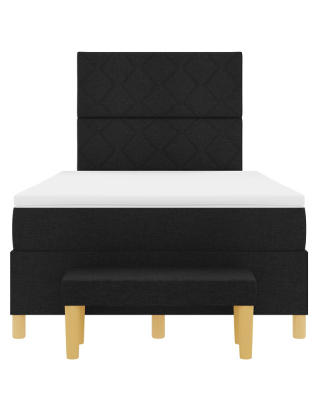 Letto con Box Spring  con Materasso e Panchina Nero 120x190 cm Tessuto