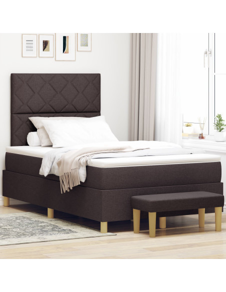 Letto a molle con materasso Marrone scuro 120 x 190 cm Tessuto