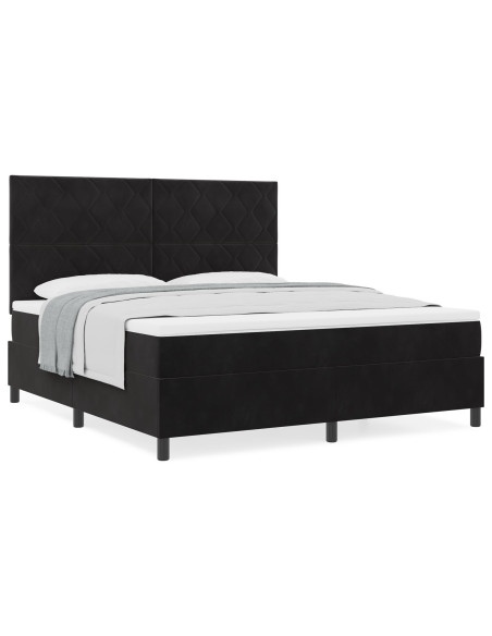 Letto a Molle con Materasso Nero Super King Velluto