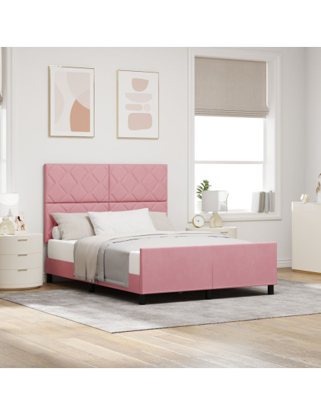 Letto Rosa 140x200 cm in Velluto