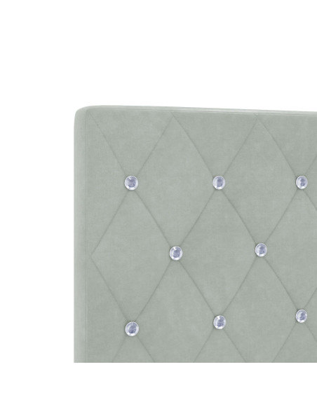 Testiera  con bottoni in cristallo, tufted, grigia chiara, 100 cm, velluto