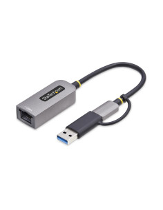 StarTech.com Adattatore da USB-C a Ethernet con dongle USB-A, 10/100/1000Mbps, adattatore di rete da USB 3.0 a Gigabit Ethernet, 2
