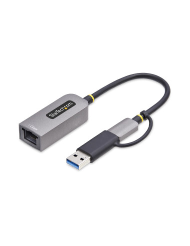 StarTech.com Adattatore da USB-C a Ethernet con dongle USB-A, 10/100/1000Mbps, adattatore di rete da USB 3.0 a Gigabit Ethernet,