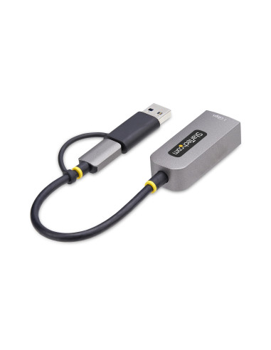 StarTech.com Adattatore da USB-C a Ethernet con dongle USB-A, 10/100/1000Mbps, adattatore di rete da USB 3.0 a Gigabit Ethernet,