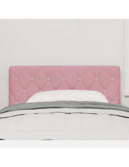 Testiera  con bottoni in cristallo imbottita Rosa 90 cm in velluto