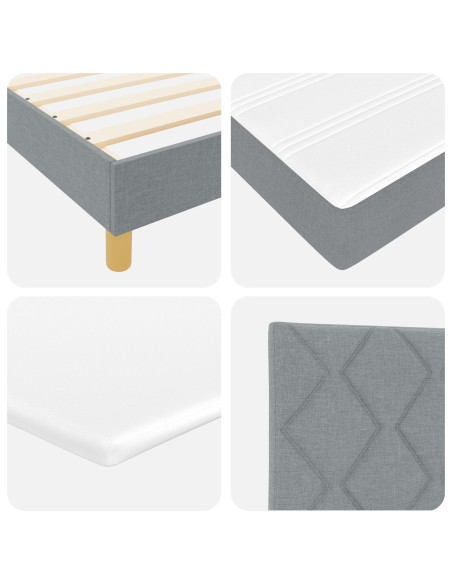 Letto Box Spring con Materasso Grigio Chiaro 140x190 cm Tessuto