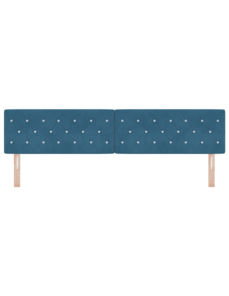 Testiera  con bottoni in cristallo, tufted, blu scuro, 200 cm, in velluto