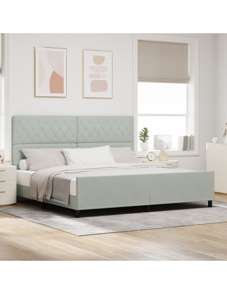 Struttura Letto Grigio Chiaro 200x200 cm in Velluto