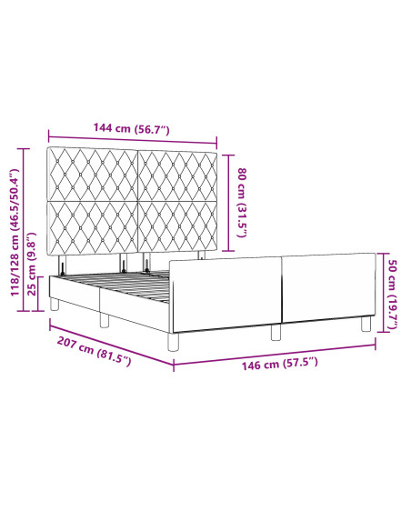 Struttura Letto Grigio Chiaro 140x200 cm Velluto