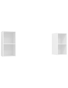 Mobili TV a Parete 2 pz Bianchi in Legno Multistrato 2