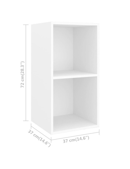 Mobili TV a Parete 2 pz Bianchi in Legno Multistrato