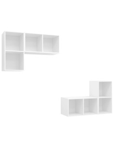 Mobili TV a Parete 4 pz Bianco in Legno Multistrato 2