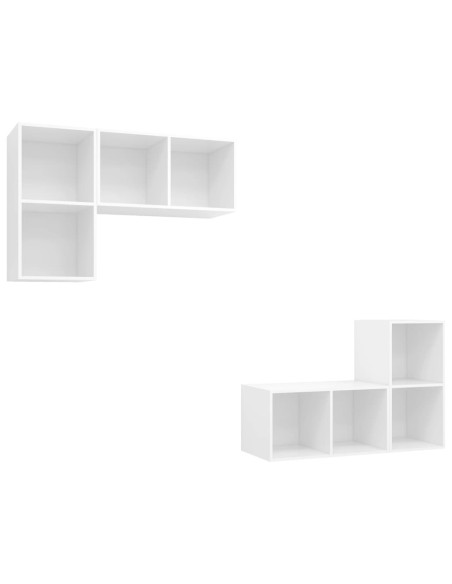 Mobili TV a Parete 4 pz Bianco in Legno Multistrato