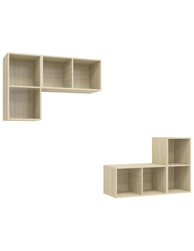 Mobile TV a Parete 4 pz Rovere Sonoma in Truciolato