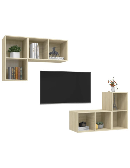 Mobile TV a Parete 4 pz Rovere Sonoma in Truciolato