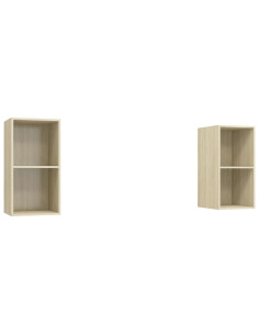 Mobile TV a Parete 2 pz Rovere Sonoma in Truciolato 2