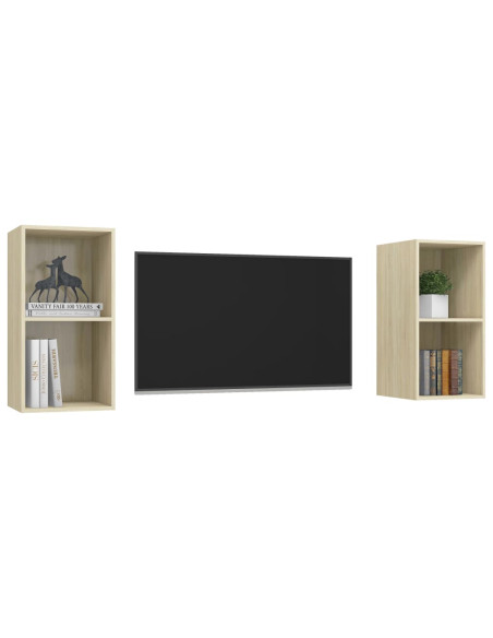 Mobile TV a Parete 2 pz Rovere Sonoma in Truciolato