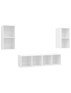 Mobile TV a Parete 4 pz Bianco in Truciolato 2