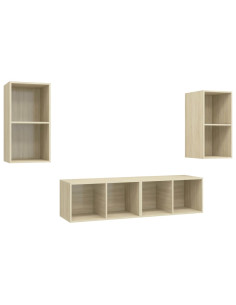 Mobile TV a Parete 4 pz Rovere Sonoma in Truciolato 2