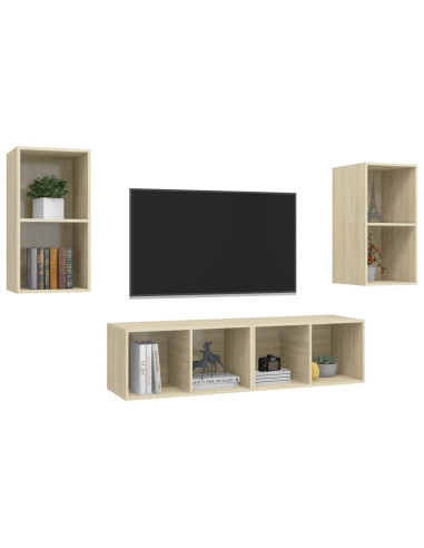 Mobile TV a Parete 4 pz Rovere Sonoma in Truciolato