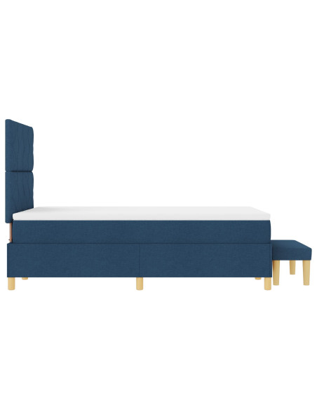 Letto Box Spring con Materasso e Panca Blu 120x200 cm Tessuto
