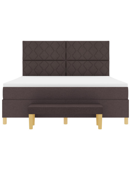 Letto con Box Spring con Materasso e Panchina Marrone Scuro 180x200 cm Tessuto