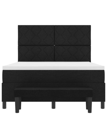 Letto a Molle  con Materasso e Panchina Nera 140x200 cm Tessuto