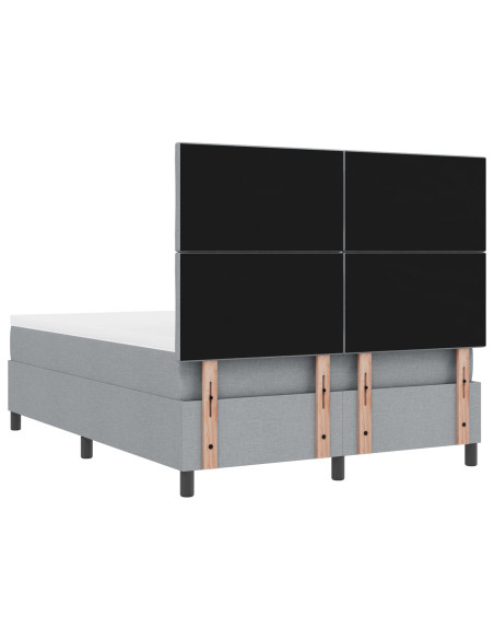 Letto a Molle  con Materasso e Panchina Grigio Chiaro 160x200 cm Tessuto