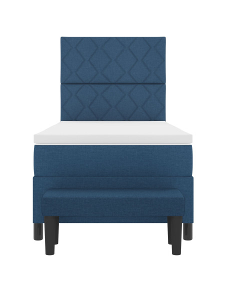 Letto con Rete  con Materasso e Panchina Blu 100x200 cm Tessuto