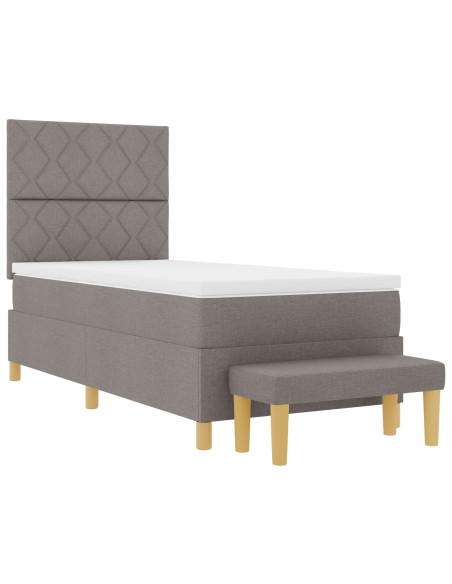 Letto con Molle con Materasso e Panchina Tortora 100x200 cm Tessuto