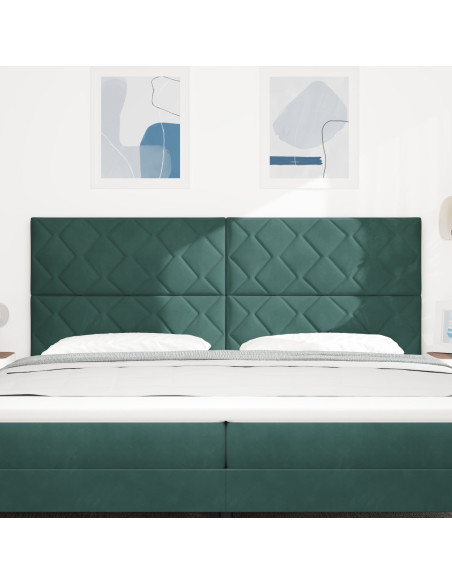 Testiera Design Blocchi di Diamante Verde Scuro 200 cm Velluto