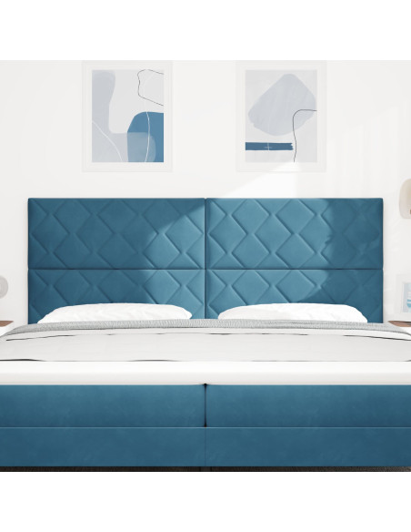 Testiera  Design a blocchi di diamante Blu scuro 200 cm Velluto