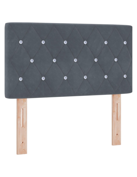 Testata letto  con bottoni in cristallo, grigio scuro, 80 cm in velluto
