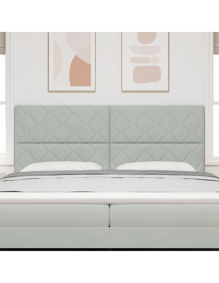 Testiera Design a Blocchi di Diamante Grigio Chiaro 200 cm Velluto