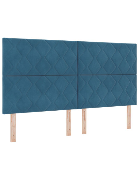 Testiera Design a Blocchi di Diamante Blu Scuro 180 cm Velluto