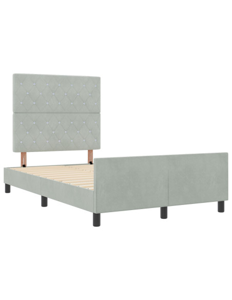Struttura Letto Grigio Chiaro 120x190 cm in Velluto