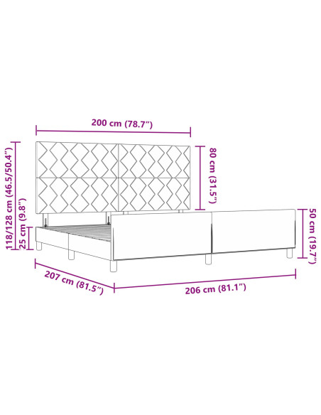 Letto a Box  Nero 200x200 cm in Tessuto