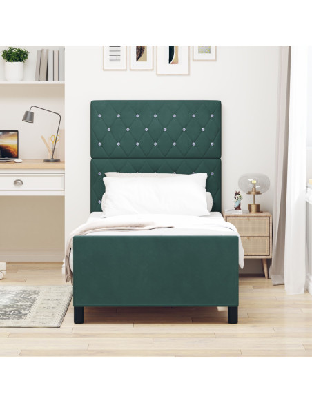 Struttura del letto Verde scuro 90x200 cm Velluto