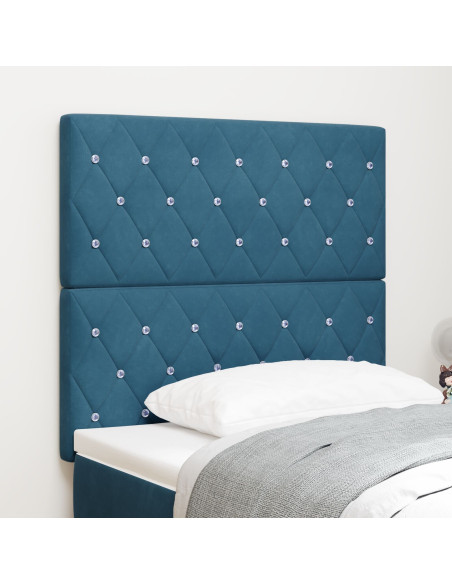 Testiera  con Bottoni di Cristallo Tufted Blu Scuro 100 cm Velluto, Testiera  con Bottoni di Cristallo Tufted Blu Scuro 200 cm V