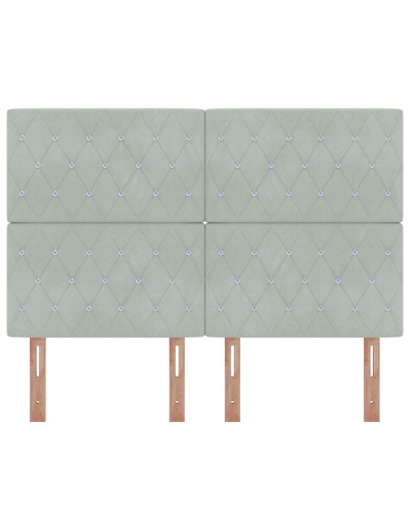 Testiera  bottoni in cristallo tufted grigio chiaro 140 cm in velluto