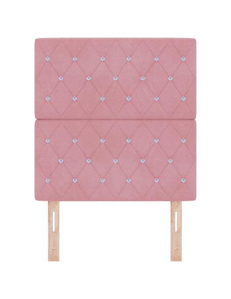 Testiera  in velluto tufted rosa 80 cm con bottoni in cristallo, Testiera  in velluto tufted rosa 160 cm con bottoni in cristall