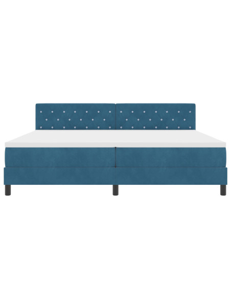 Letto a strongbox spring/strong con materasso blu scuro 200x200 cm in velluto