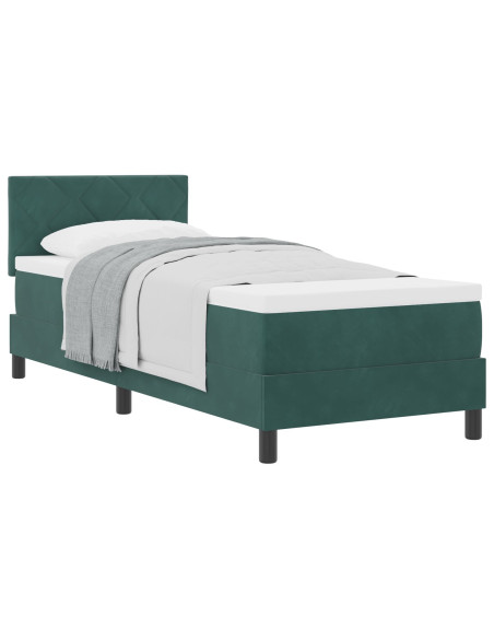 Letto a Molle con Materasso Verde Scuro 80x200 cm in Velluto