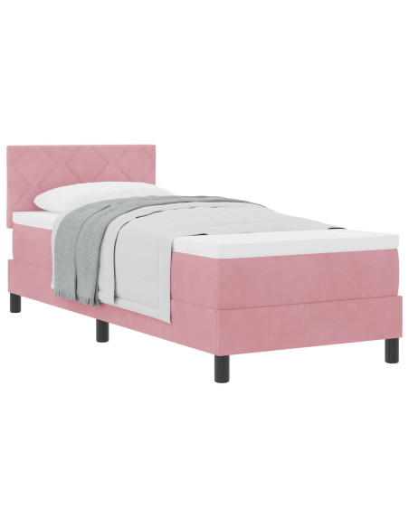 Letto a Box con Materasso Rosa 80x200 cm in Velluto